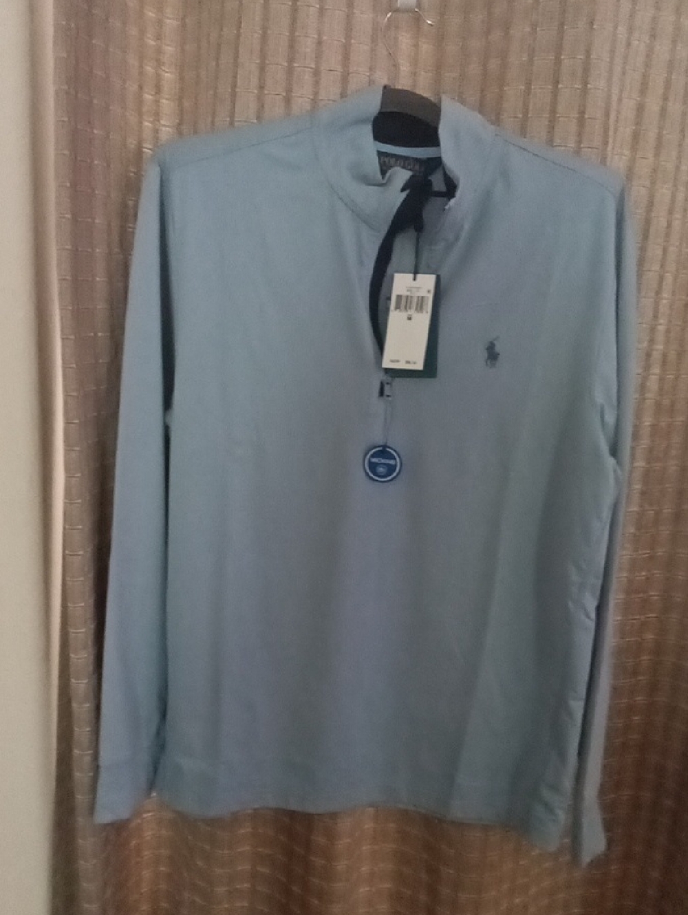 Ralph Lauren Men’s Sky Blue Quarter-Zip Long Sleeve Shirt